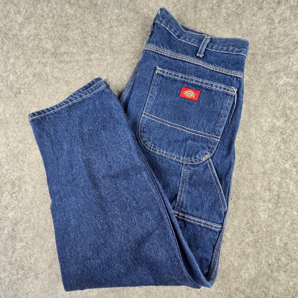 Dickies Carpenter Jeans Mens 34x30 Blue Relaxed Fit Hammer Loop LU200RNB
